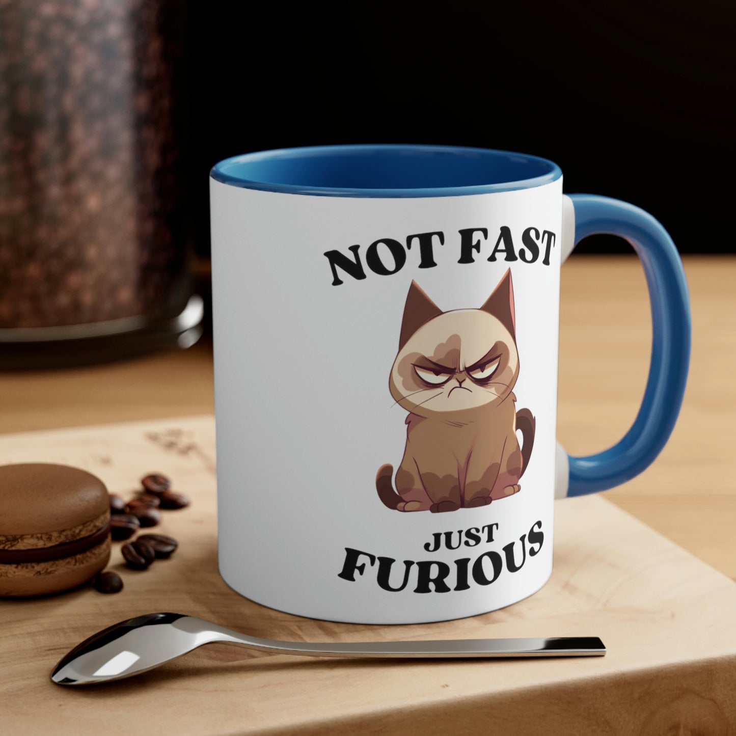 Grouchy Cat Coffee Mug, Funny Cat Mug, Not Fast Just Furious Quote, Cat Lover Gift, Ceramic Mug, Grouchy Cat Gift, Sassy Cat Mug,