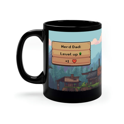Nerd Dad: Level Up 8-Bit Town Coffee Mug, Dad Gift, Nerd Gift, Gamer Gift
