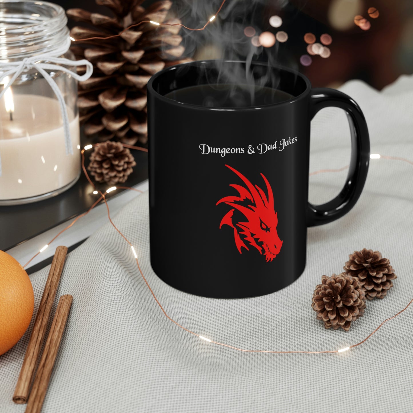 Dungeons & Dad Jokes, Dragon Coffee Mug, Funny Gift, Dad Gift, Nerd Gift, Geek Gift