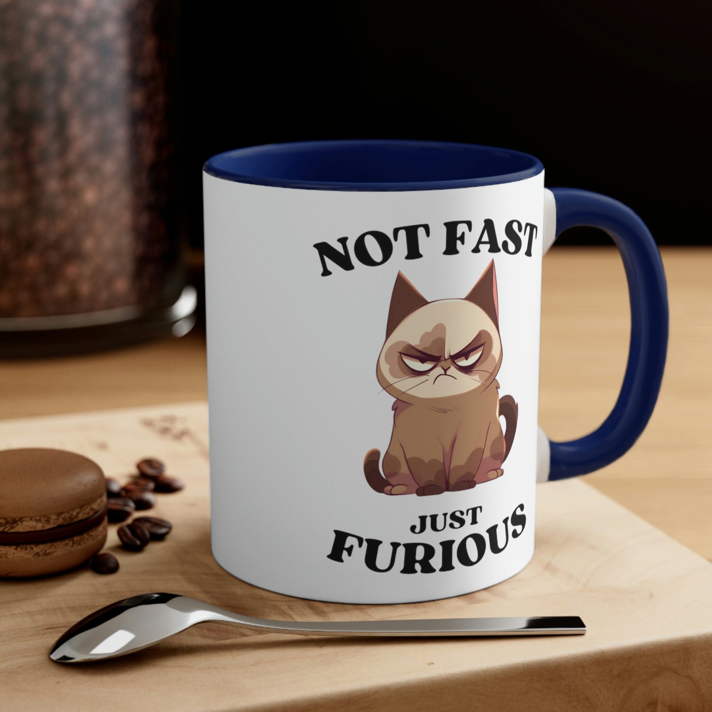 Grouchy Cat Coffee Mug, Funny Cat Mug, Not Fast Just Furious Quote, Cat Lover Gift, Ceramic Mug, Grouchy Cat Gift, Sassy Cat Mug,