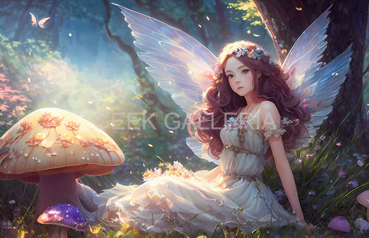 Enchanting Woodland Fairy V1 Art Print - 17x11 Inches