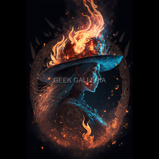 Sorceress of Flames 11x17 Art Print, Witch