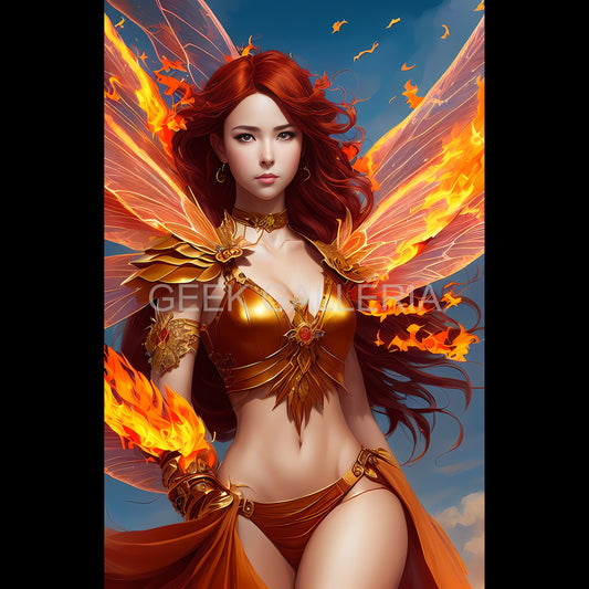 Blazing Beauty, 11x17 Inches, Fire Fairy Art Print