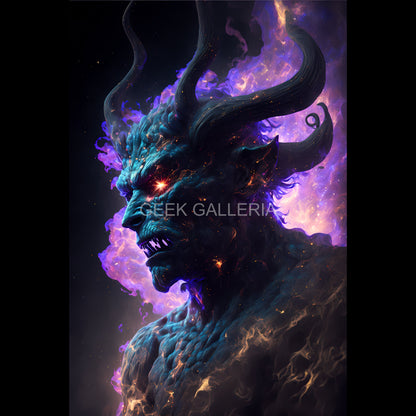 Galactic Inferno: A Demon Made of Cosmic Dust, 11x17 Inches, Art Print