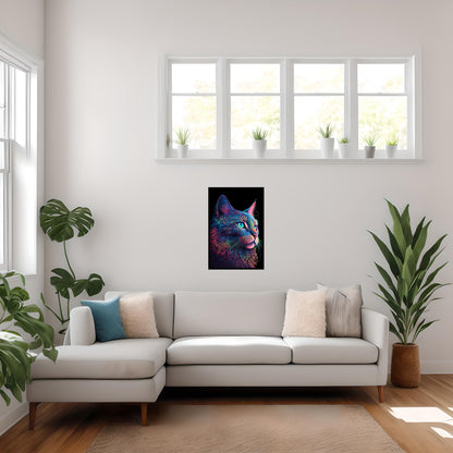 Colorful Psychedelic Cat Art Print - 11x17 Inches