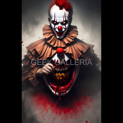 Creepy Clown V2, Art Print, Horror, Spooky, Scary, Halloween