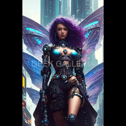 Cyberpunk Fairy V2: A Digital World of Magic and Technology, 11x17 Inches, Art Print