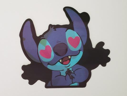 Blue Alien, Peeker Sticker, 3D Lenticular Car Sticker, Motion Sticker, Anime Sticker, Kawaii Sticker