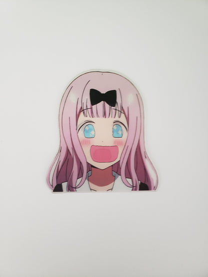Cheerful Schoolgirl, Peeker Sticker, 3D Lenticular Car Sticker, Motion Sticker, Anime Sticker, Kawaii Sticker