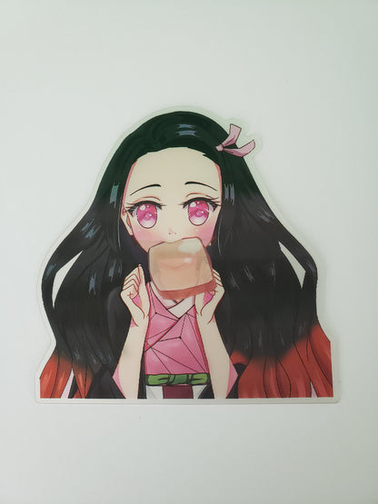 Hungry Demon Girl, 3D Lenticular Car Sticker, Motion Sticker, Anime Sticker, Waifu Sticker, Kawaii Sticker