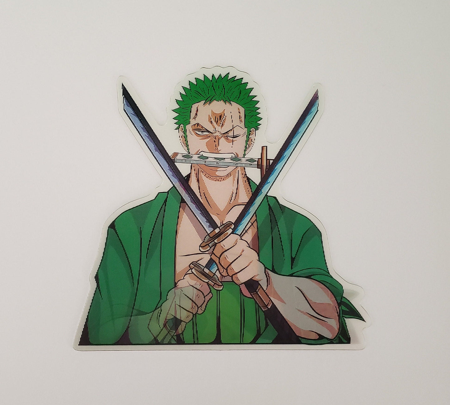 Three-Sword Style Master, Peeker Sticker, 3D Lenticular Car Sticker, Motion Sticker, Anime Sticker, Husbando Sticker