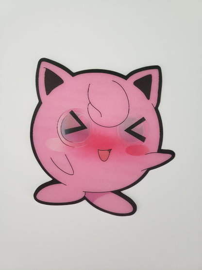 Adorable Blushing Pink Creature, 3D Lenticular Car Sticker, Motion Sticker, Anime Sticker, Kawaii Sticker
