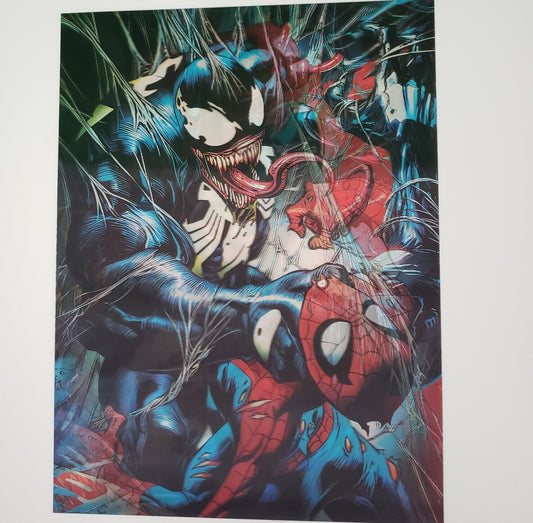 Intense Encounter: The Dark Creature and The Web-Slinger in Action, 3D Lenticular Poster, Motion Poster