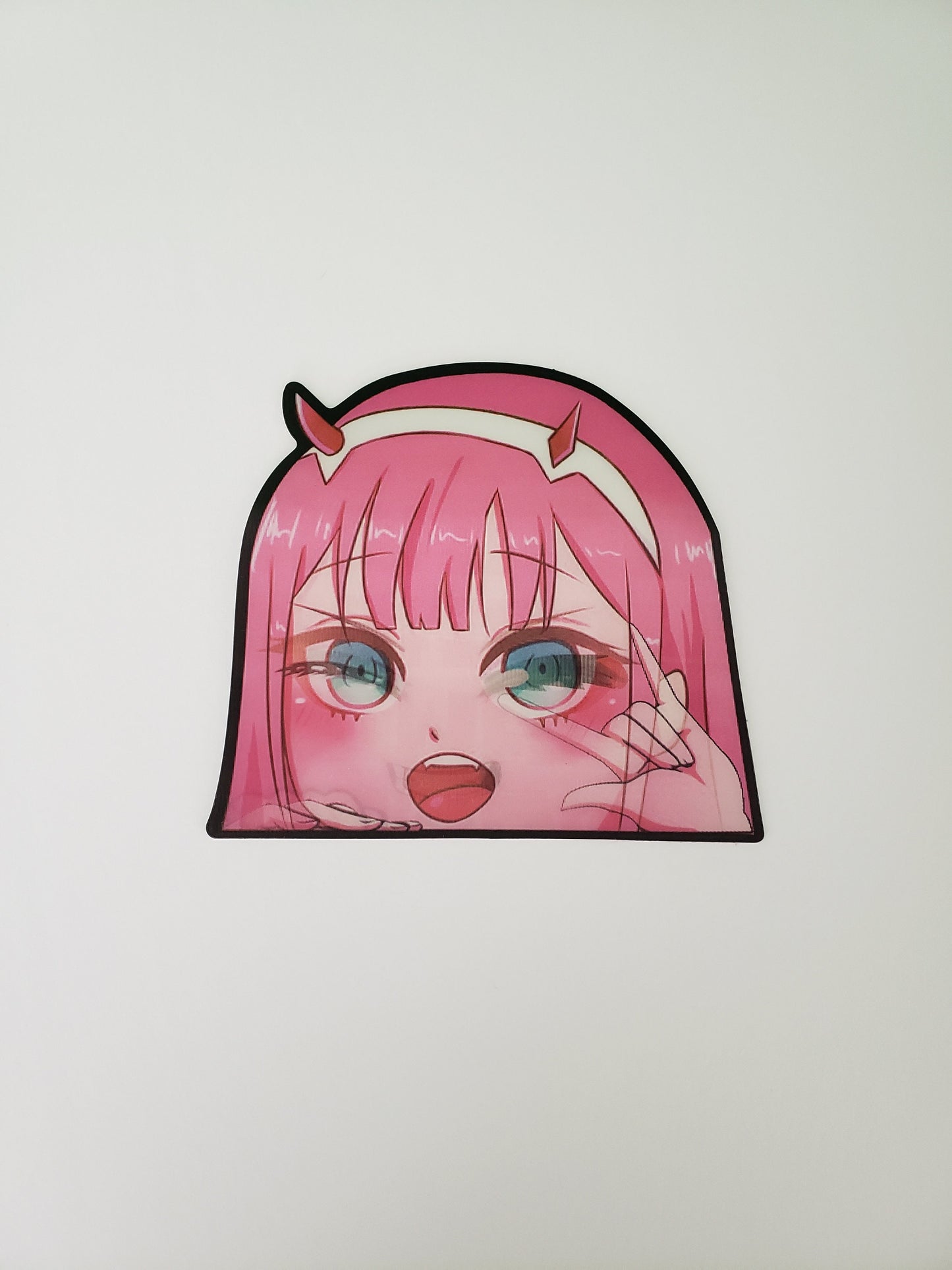 Horned Beauty, Peeker Sticker, 3D Lenticular Car Sticker, Motion Sticker, Anime Sticker, Kawaii Sticker, Waifu Sticker