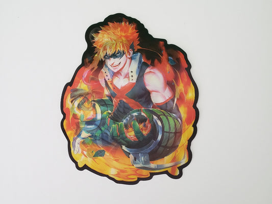 Fighting Trio, Peeker Sticker, 3D Lenticular Car Sticker, Motion Sticker, Anime Sticker, Kawaii Sticker