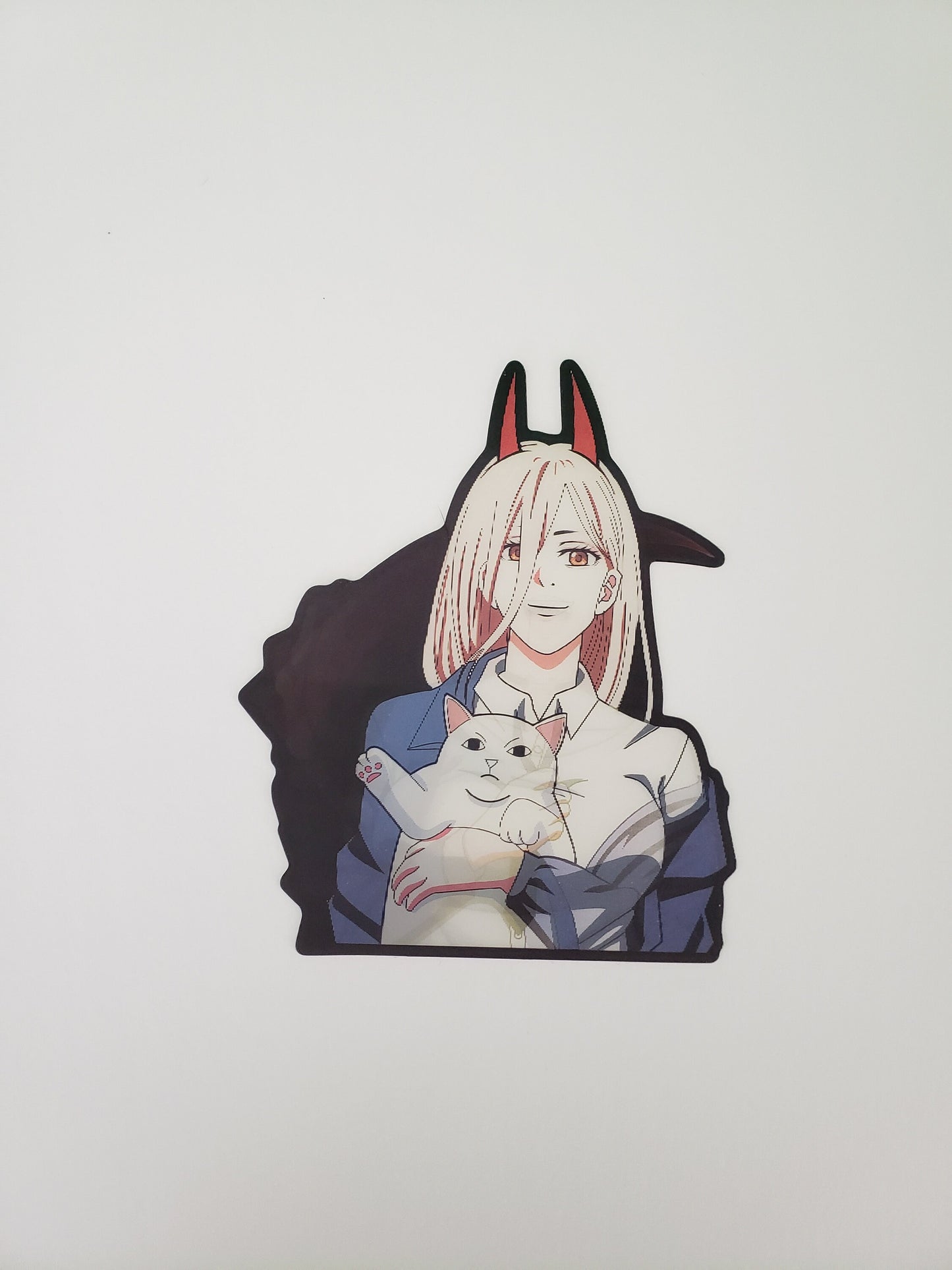 Demon and Cat, Peeker Sticker, 3D Lenticular Car Sticker, Motion Sticker, Anime Sticker, Kawaii Sticker, Waifu Sticker