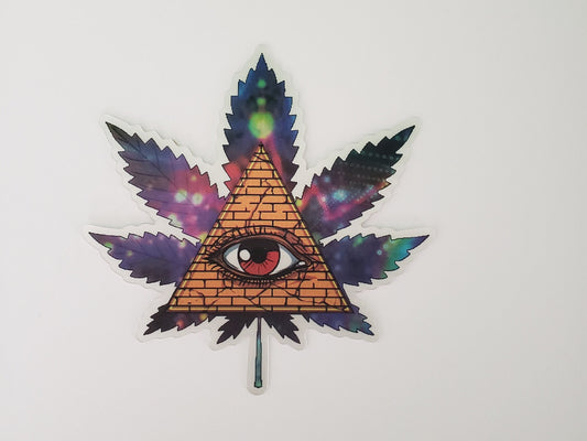 Pot leaf Illuminati Eye , 3D Lenticular Car Sticker, Motion Sticker