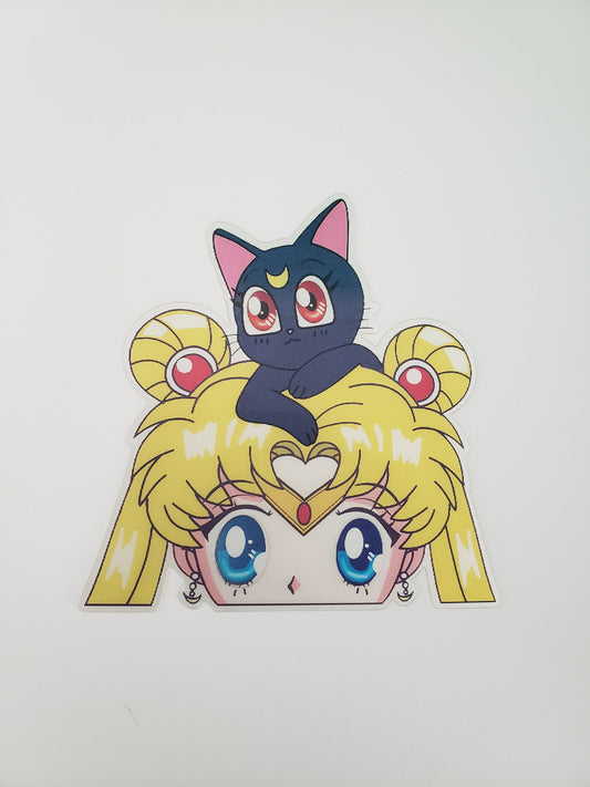 Cat Lover Hero, Peeker Sticker, 3D Lenticular Car Sticker, Motion Sticker, Anime Sticker, Kawaii Sticker