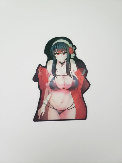 Sexy Assassin Swimming, Peeker Sticker, 3D Lenticular Car Sticker, Motion Sticker, Anime Sticker, Kawaii Sticker, Waifu Sticker