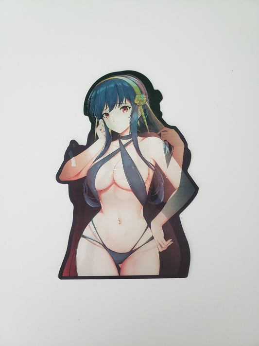 Sexy Assassin Swimming, Peeker Sticker, 3D Lenticular Car Sticker, Motion Sticker, Anime Sticker, Kawaii Sticker, Waifu Sticker