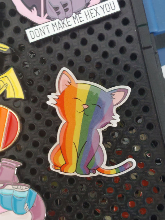 Purr-fectly Proud Pride Flag Cat Enamel Pin