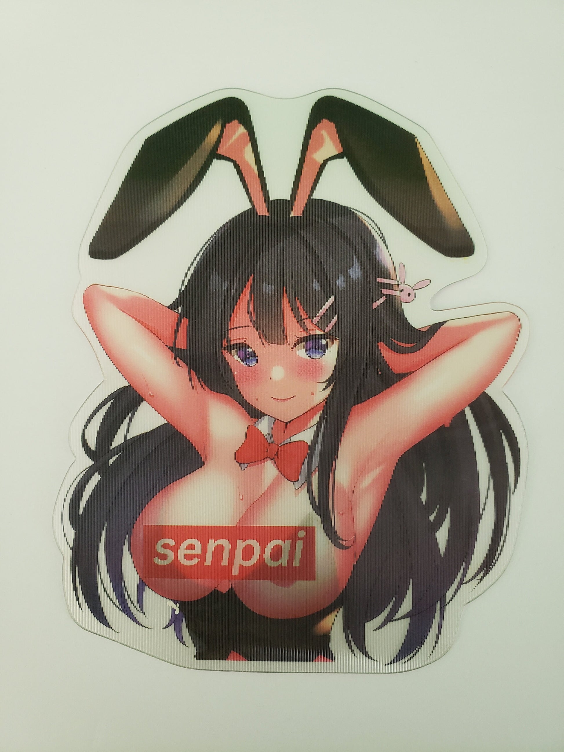 Bunny Senpai Schoolgirl, Peeker Sticker, 3D Lenticular Car Sticker, Motion Sticker, Anime Sticker, Kawaii Sticker, Waifu Sticker