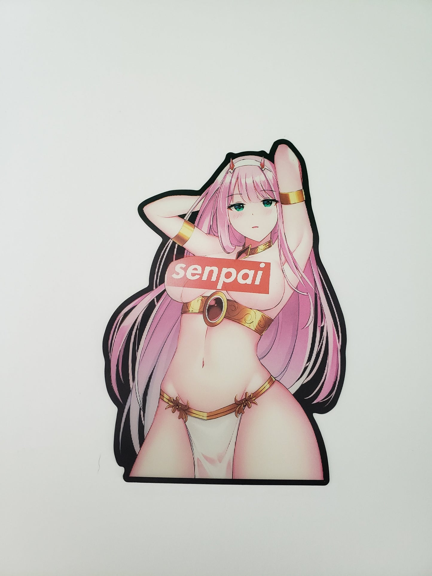 Senpai Horned Beauty 2, Peeker Sticker, 3D Lenticular Car Sticker, Motion Sticker, Anime Sticker, Kawaii Sticker, Waifu Sticker
