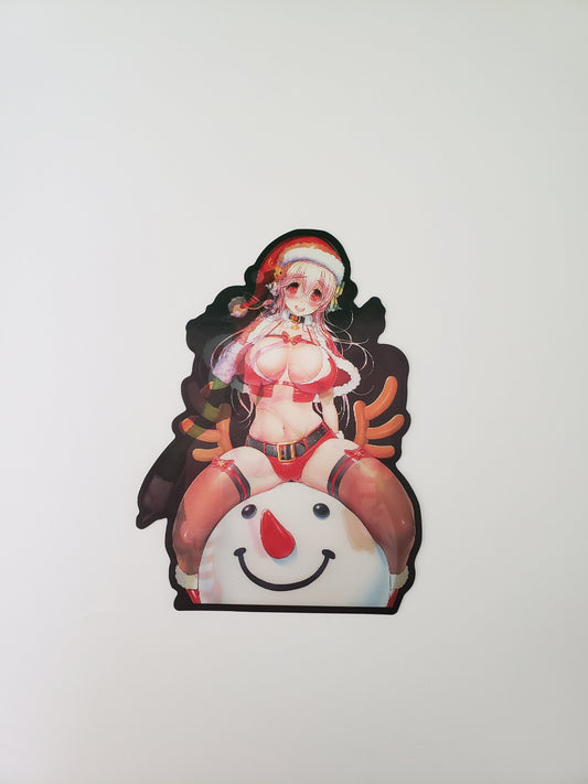 Sexy Christmas, Peeker Sticker, 3D Lenticular Car Sticker, Motion Sticker, Anime Sticker, Kawaii Sticker