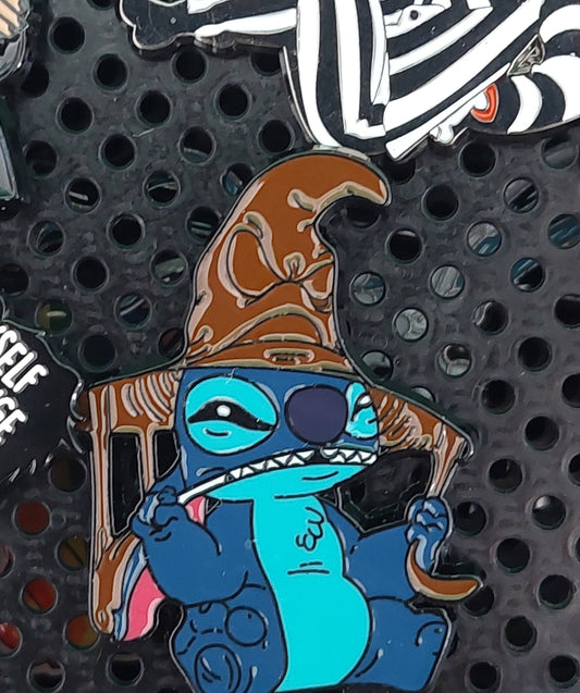 Enamel Pin: Blue Alien with Wizard Hat Inspired Design