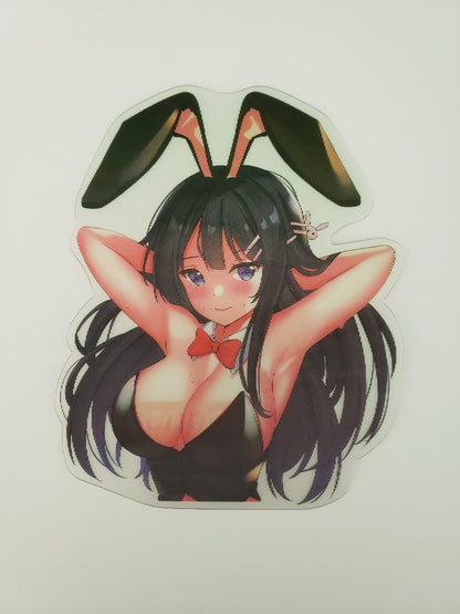 Bunny Senpai Schoolgirl, Peeker Sticker, 3D Lenticular Car Sticker, Motion Sticker, Anime Sticker, Kawaii Sticker, Waifu Sticker