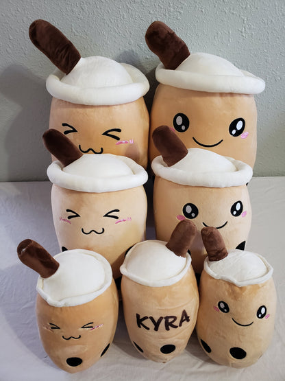 Personalized Brown Cute Plush Boba Milk Tea Stuffed Teacup Pillow Soft Bubble Tea Cup Plushie Toy Kawaii Cartoon Gift for Kids Home Decor