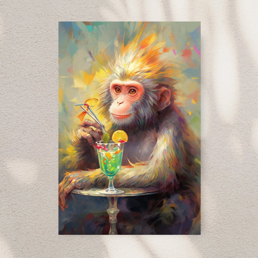 Sipping Serenity: The Monkey Mixologist Art Print