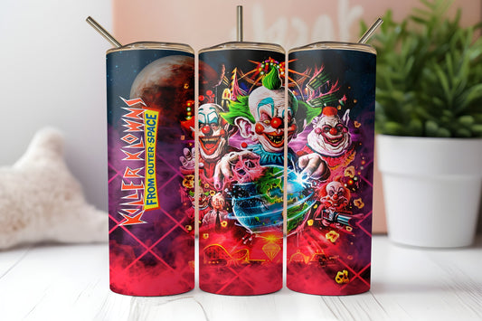 Spooky Circus Extravaganza 20oz Skinny Tumbler - Frightful Clown Sublimated Drinkware - Unique Accessory