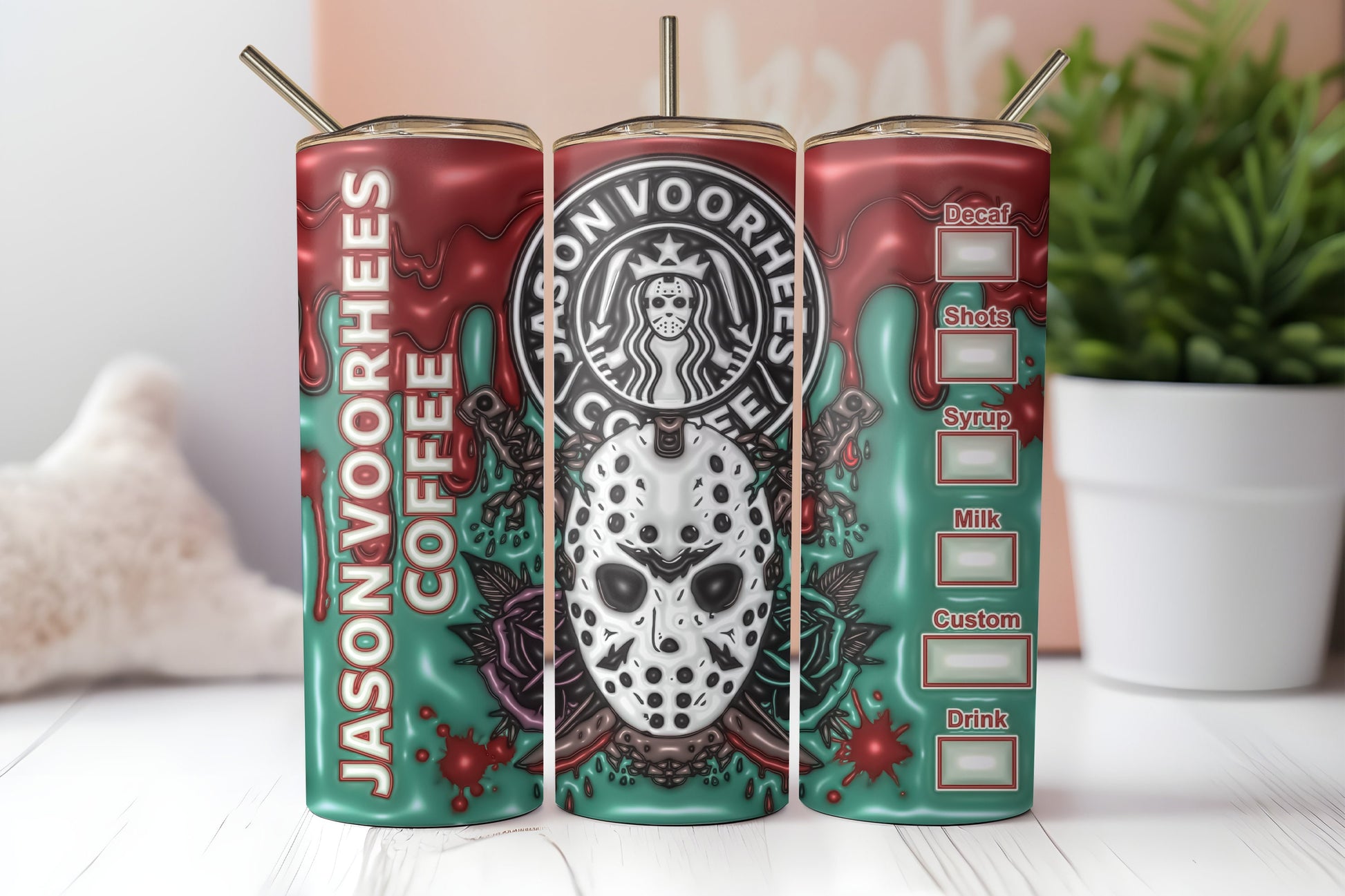 Jason Voorhees 20 oz Skinny Tumbler | Camp Crystal Lake Inspired Horror Cup | Spooky Halloween Tumbler | Friday the 13th Fan Gift