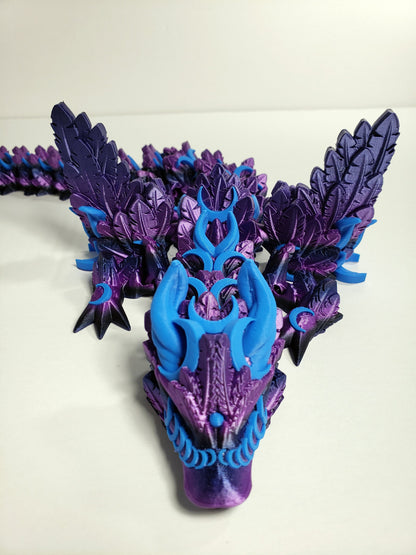 Articulated Lunar Dragon - With and Without Wings - Flexible Sensory Toy - Unique Gift