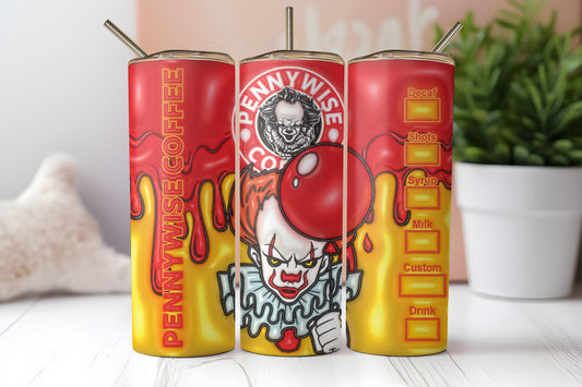 Sinister Circus Frenzy 20oz Tumbler - Slasher Film Enthusiast Drinkware - Creepy Clown Horror Cup - Ideal for Horror Movie Fans