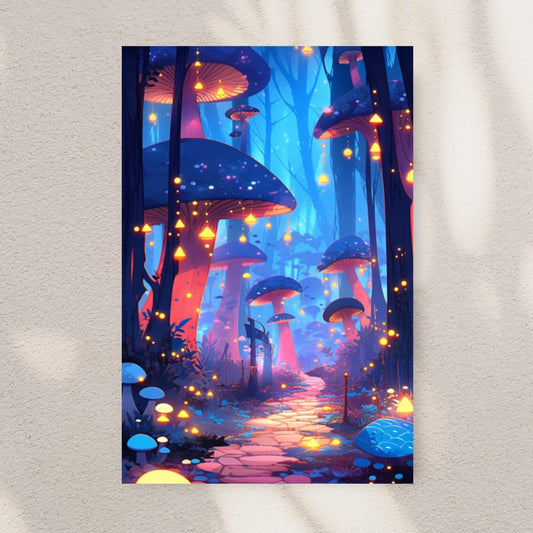 Enchanted Mycologia: Luminous Forest Mushroom Art Print