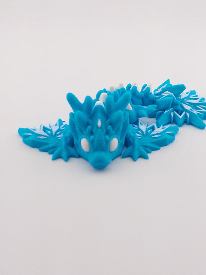 1 Articulated Baby Winter Dragon - 3D Printed Fidget Fantasy Creature - Customizable Colors - Cinderwing3d- 12 Inch