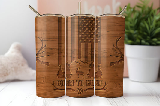 Born to Hunt 20oz Tumbler - Customizable Outdoors-Themed Skinny Tumbler - Ideal Gift for Hunting Aficionados