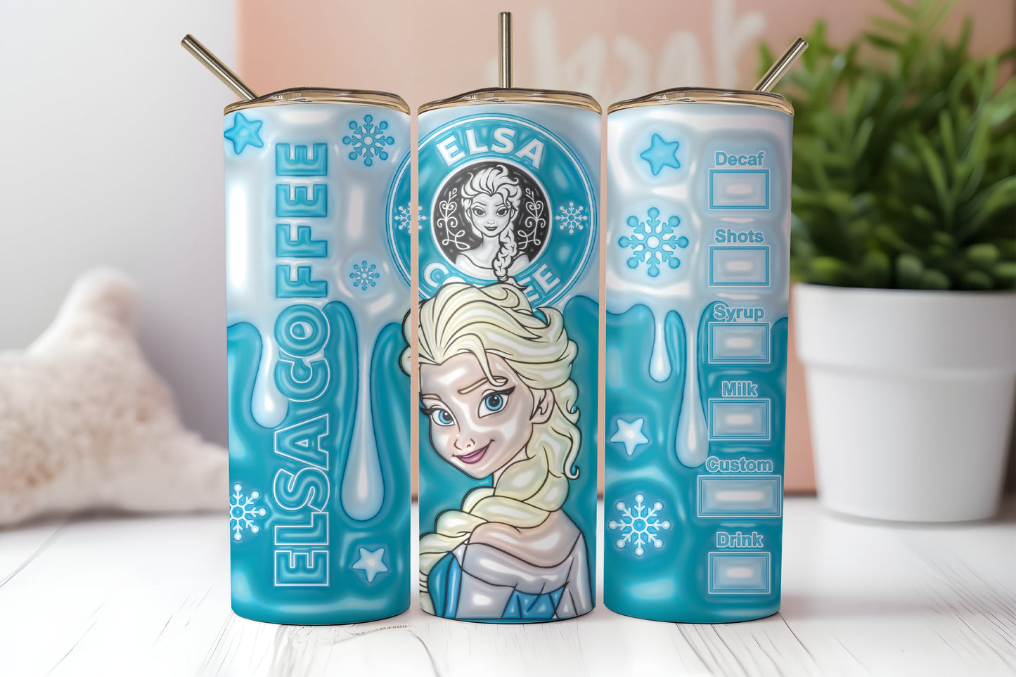 Elsa Inspired 20 oz Skinny Tumbler | Custom Disney Princess Cup | Frozen Themed Drinkware | Personalized Elsa Gift for Disney Fans