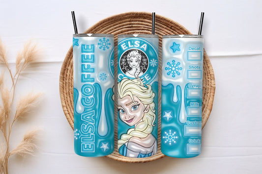 Elsa Inspired 20 oz Skinny Tumbler | Custom Disney Princess Cup | Frozen Themed Drinkware | Personalized Elsa Gift for Disney Fans