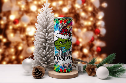 The Grinch 20 oz Skinny Tumbler - Perfect Christmas Travel Mug for Holiday Cheer, Unique Grinchmas Tumbler for Coffee & Cold Drinks