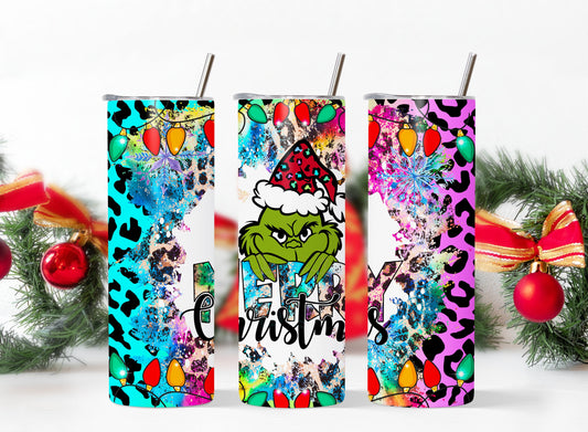 The Grinch 20 oz Skinny Tumbler - Perfect Christmas Travel Mug for Holiday Cheer, Unique Grinchmas Tumbler for Coffee & Cold Drinks