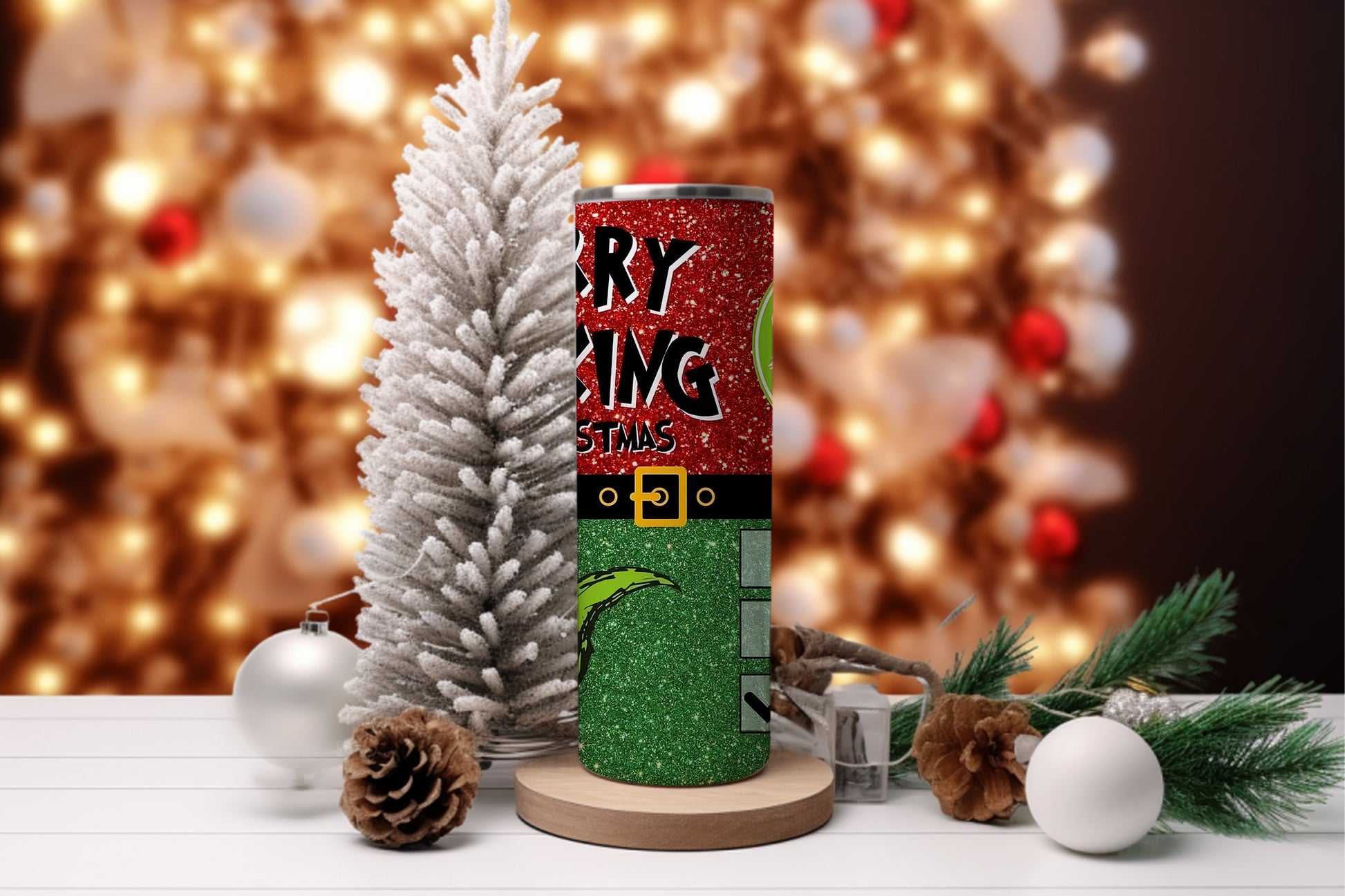 Bold & Humorous Grinch-Inspired 20 oz Skinny Tumbler - Sarcastic Christmas Travel Mug, Edgy Holiday Coffee Tumbler for Festive Cheer