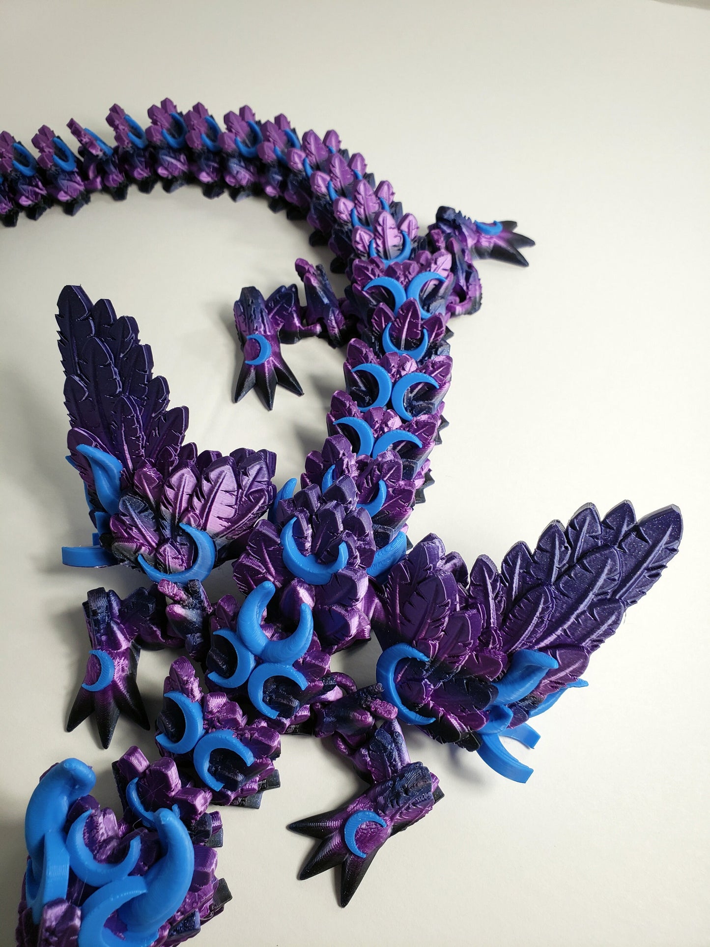 Articulated Lunar Dragon - With and Without Wings - Flexible Sensory Toy - Unique Gift