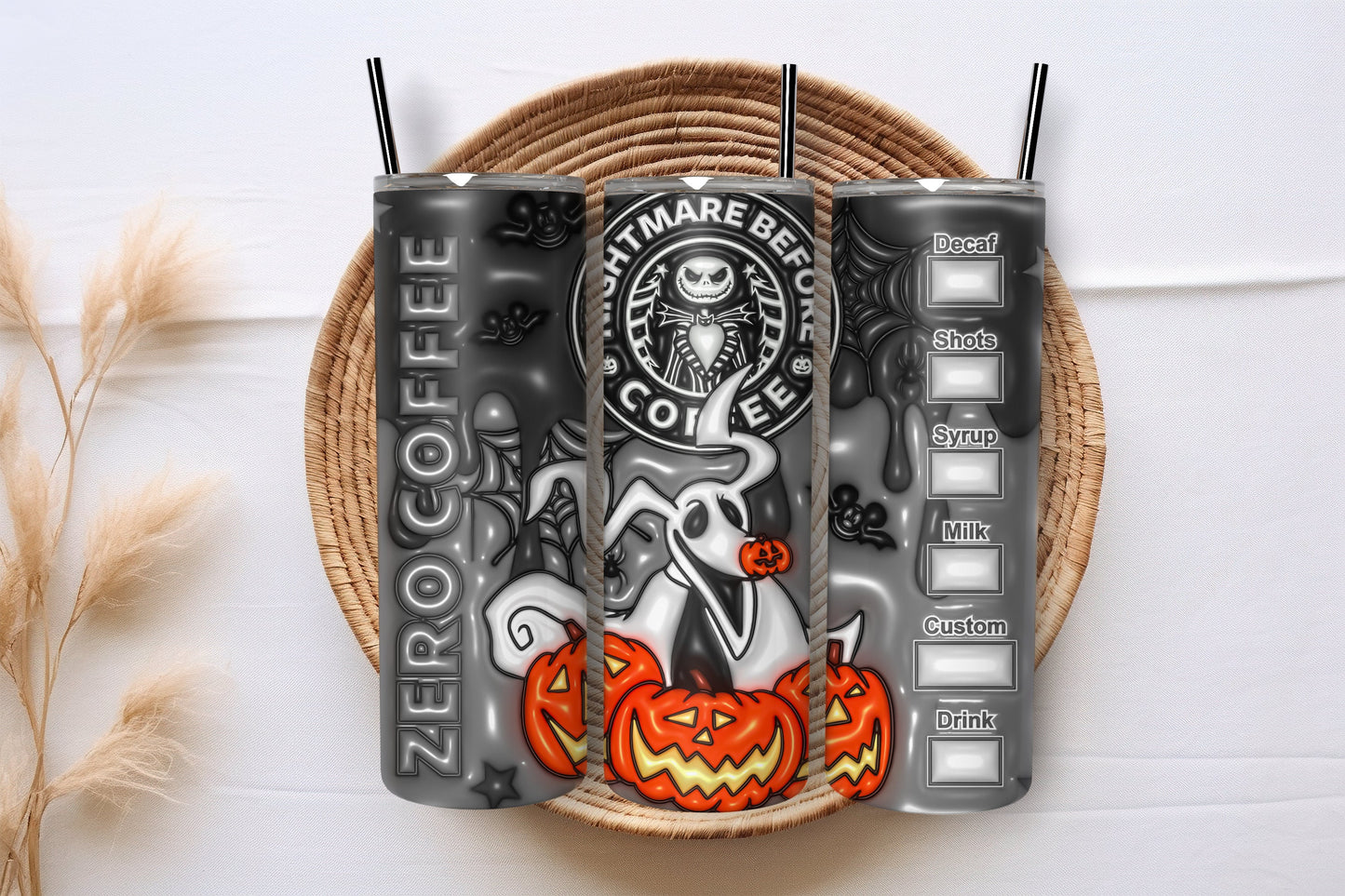 Spooky Season's Greetings 20oz Tumbler - Customizable Ghostly Companion Travel Cup - Ideal Gift for Animated Holiday Film Fans