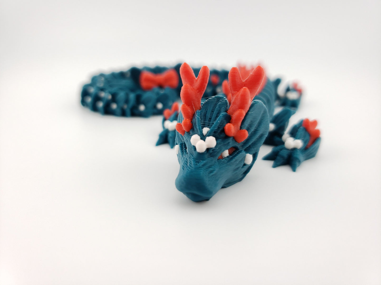 Articulated Mistle Toe Christmas Winter Dragon - 3D Printed Fidget Fantasy Creature - Customizable Colors - Cinderwing3d- 12 Inch