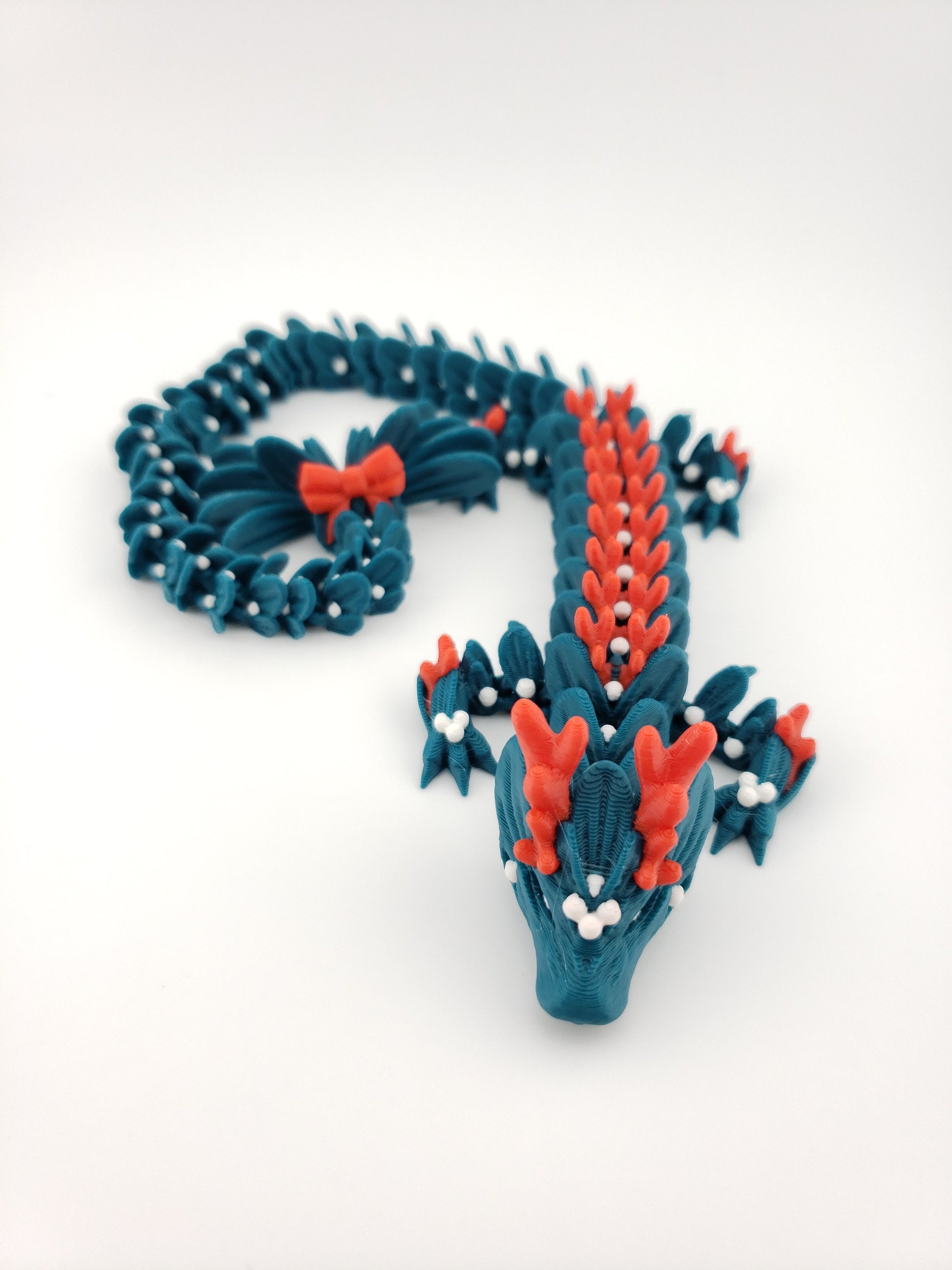 Articulated Mistle Toe Christmas Winter Dragon - 3D Printed Fidget Fantasy Creature - Customizable Colors - Cinderwing3d- 12 Inch