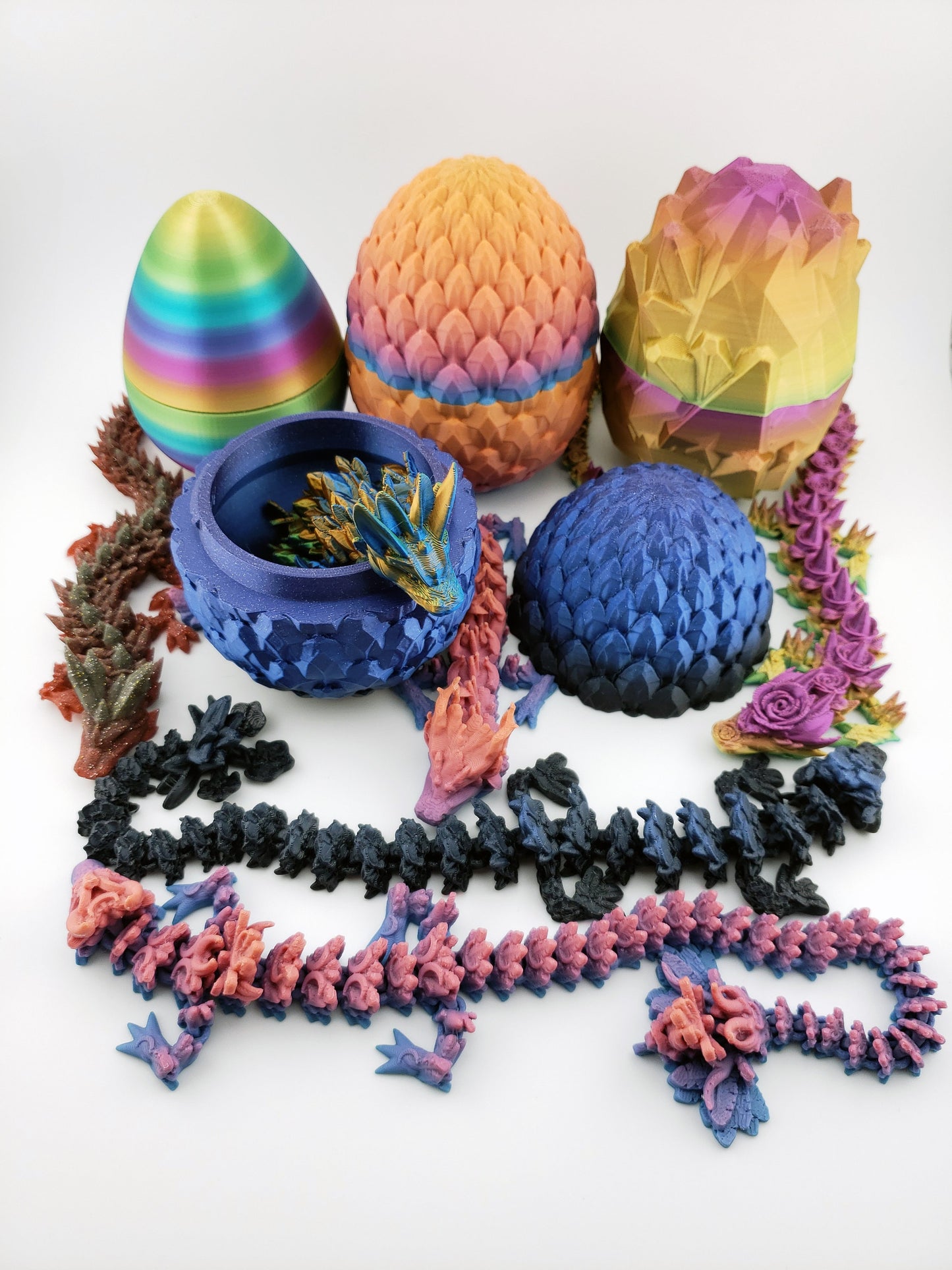 Mystery Dragon Eggs - Articulated Dragons - 3 Different Eggs - 7 Different Dragons - ~12 Inches