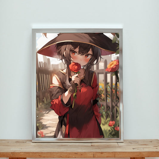 The Enchanted Gardener: Whispers of Floramancy 11x17 Inches, Art Print, Anime Poster, Waifu